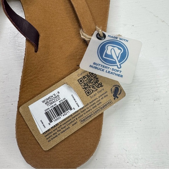 Hari Mari Meadows Leather Flip Flops Tobacco Sz 6 NWT - Picture 3 of 6